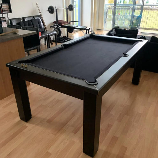 Elixir Slate Bed Pool Dining Table | Shadow Black Finish | 6ft & 7ft Sizes